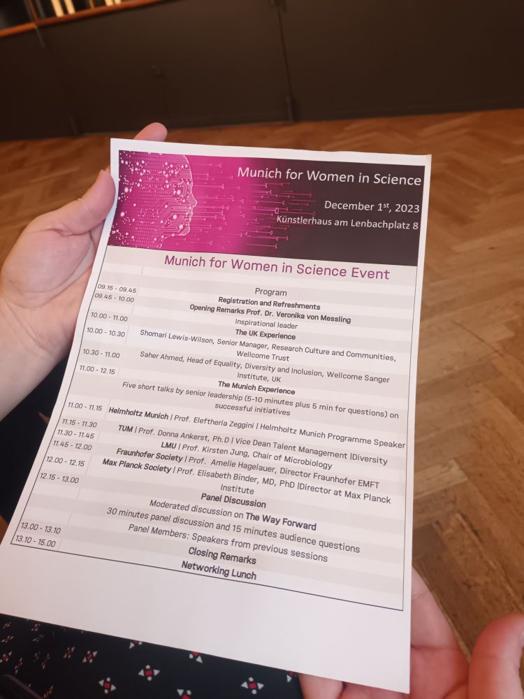 Agenda for the Munich for Women in Science event