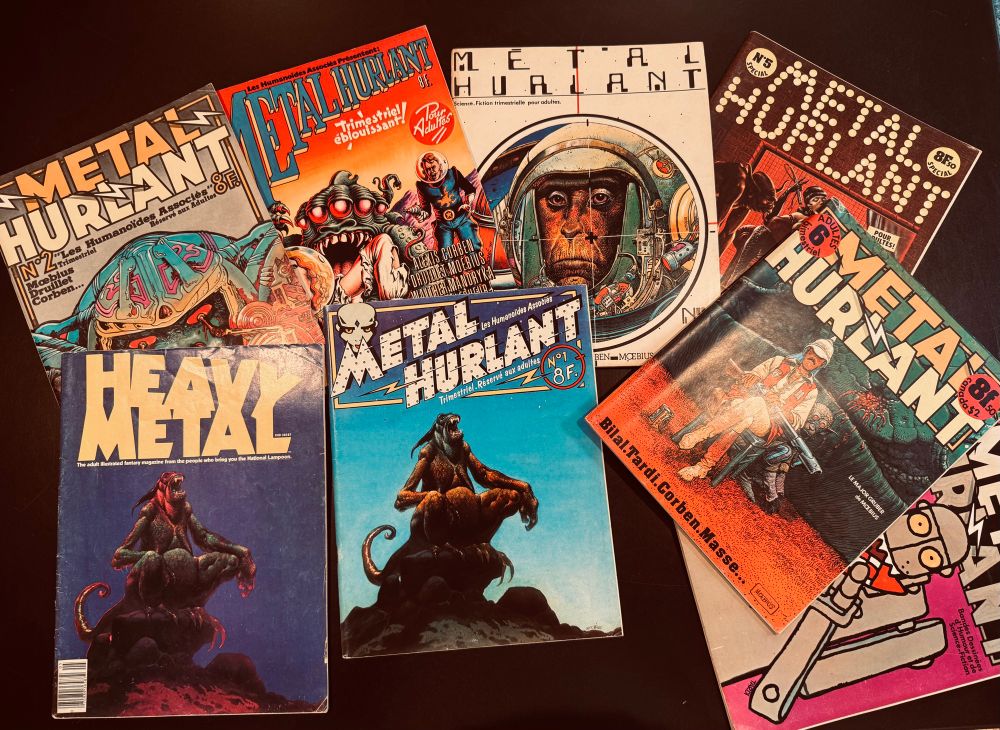 Metal Hurtlant issues 1-6 and 9 and English language Heavy Metal