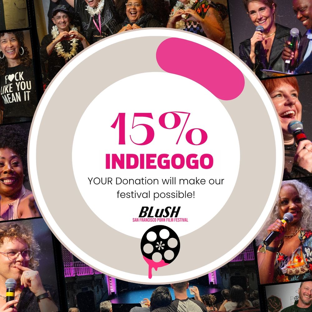 15% funded! Your donation will make our festival possible. Collage of smiling artists.
