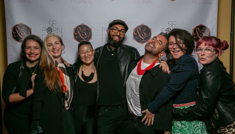 Adult filmmakers and performers pose on the red carpet at the BLUSH San Francisco PornFilmFestival presented by PinkLabel.TV.
