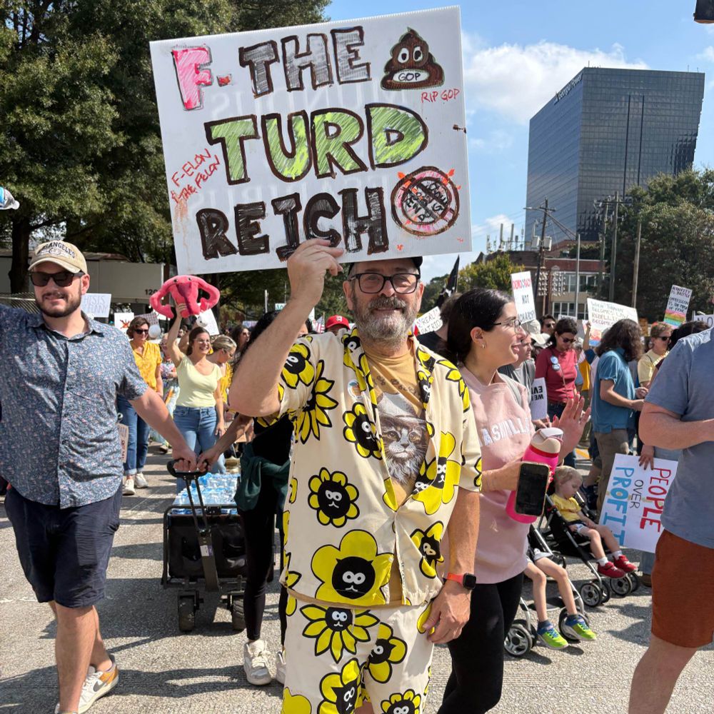 F the Turd Reich protest sign at No Kings Atlanta protest 