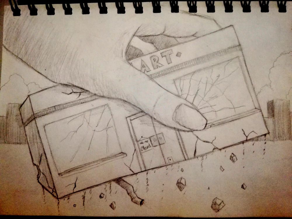 A photo of a sketchbook showing the original sketch.