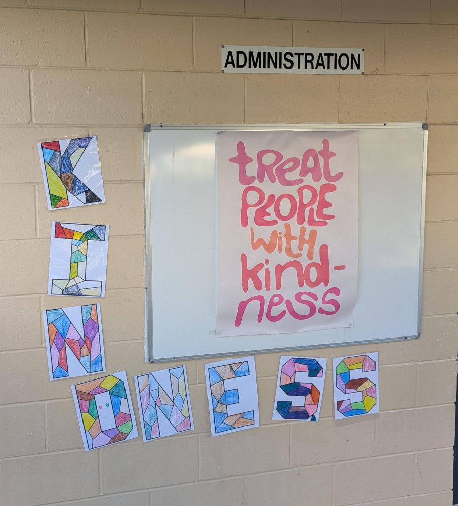 A white board with a poster on it with 