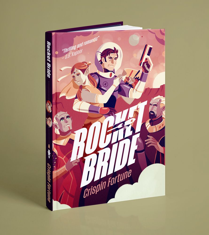 Book Cover for Rocket Bride, a romance/sci-fi novel.