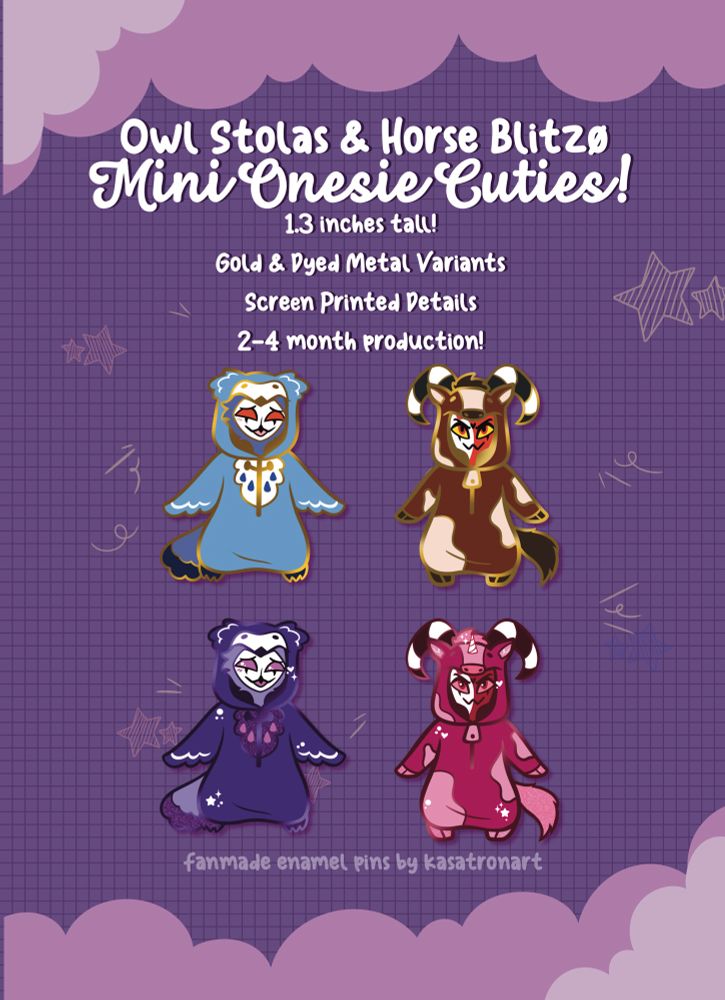 Owl Stolas and Horse Blitzo onesie pin preorder!