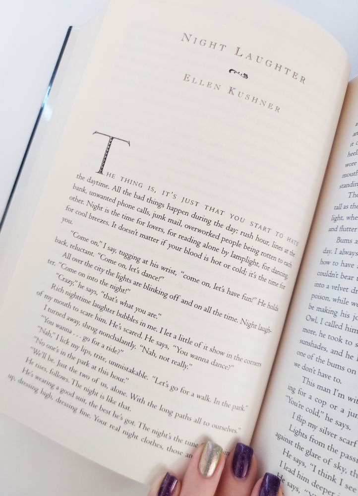 A page from Girls' Night Out. Favorite quote: "The thing is, it's just that you start to hate the daytime. All the bad things happen during the day: rush hour, lines at bank, unwanted phone calls, junk mail, overworked people being rotten to each other."