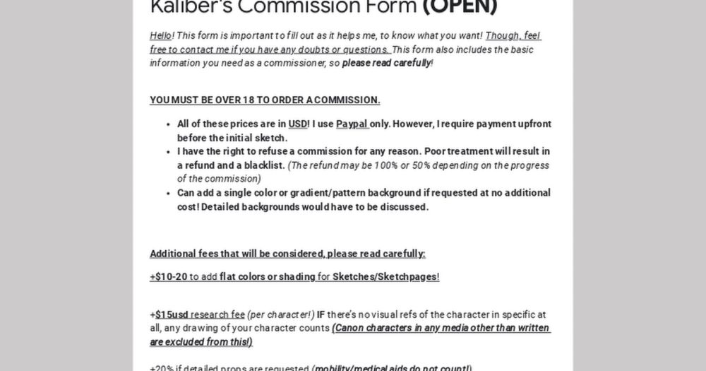 Kaliber's Commission Form (OPEN)