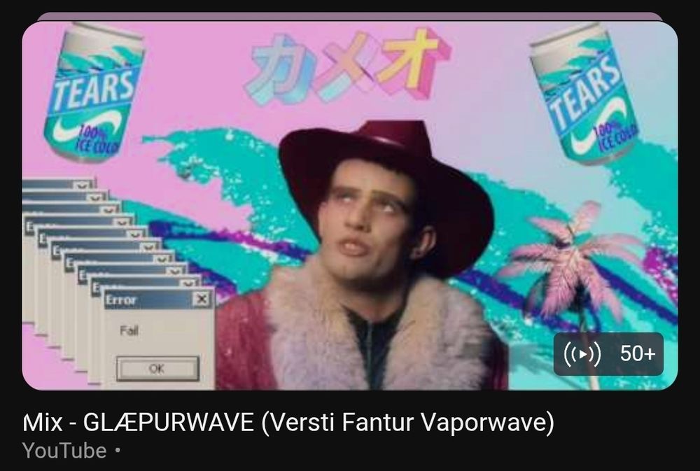 Image:
Stefán Karl Stefánsson (Lazytown's Robbie Rotten actor) on a 90s aesthetic background. 

Text:
Mix - GLÆPURWAVE (Versti Fantur Vaporwave)
