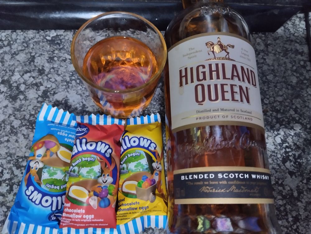 Chocolate easter eggs and whiskey. Happy Easter 