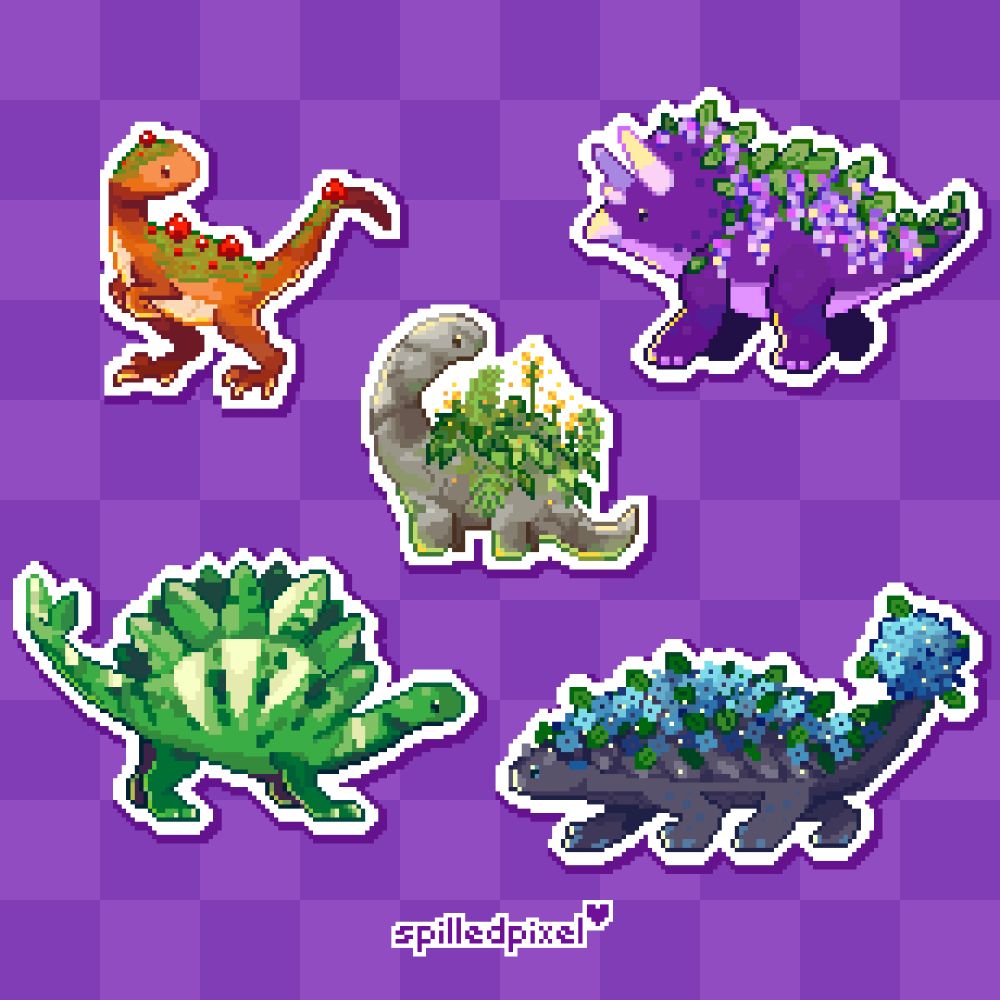 pixelart plant inspired dinosaurs