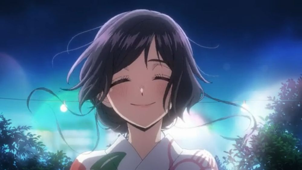 Kaoruko smiling brightly. from The Fragrant Flower Blooms With Dignity.
