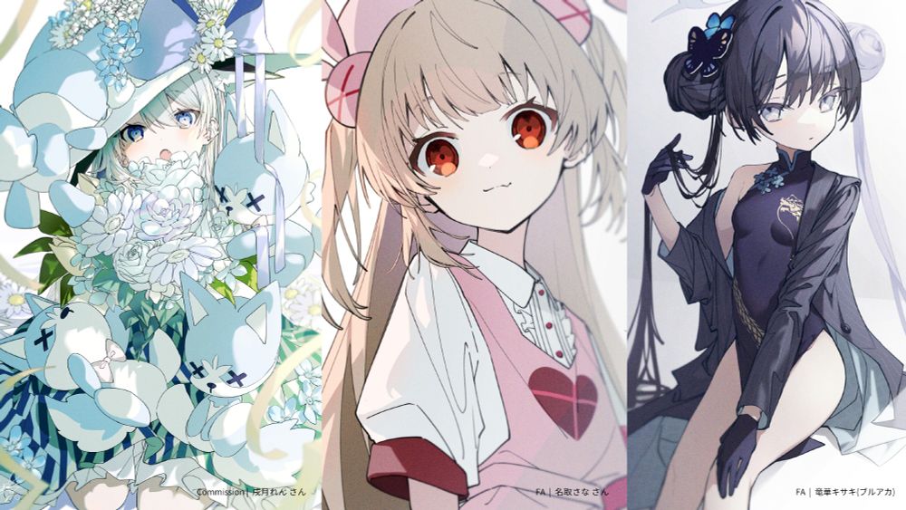 Vtuber戌月れんさんのグッズ用イラスト・Vtuber名取さなさんのファンアート・ブルーアーカイブの「竜華キサキ」のファンアート