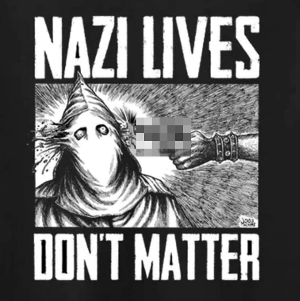 A comic of a KKK member being shot through the head. The text reads: 

"Nazi Lives Don't Matter"