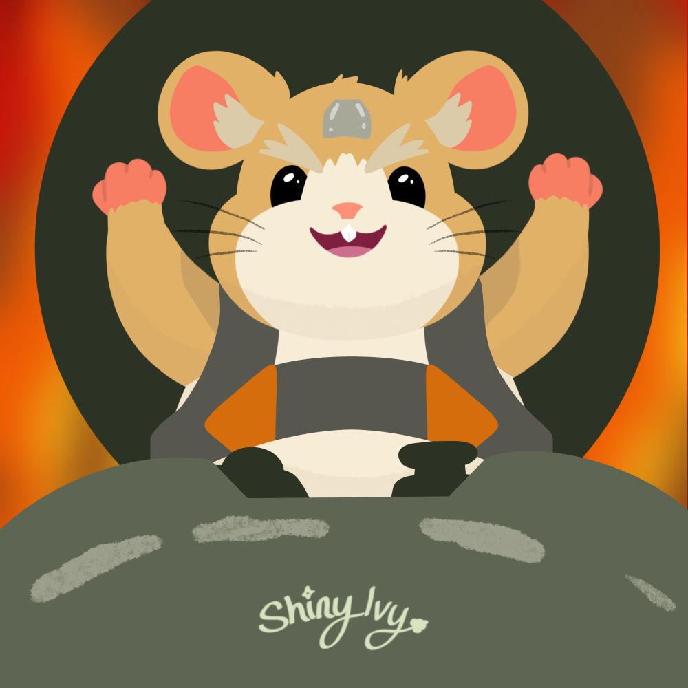 Overwatch 2 fanart of Wrecking Ball

Hammond is popping out of his mech with fists in the air and fire in the background, a joyous evil laugh on his face 
