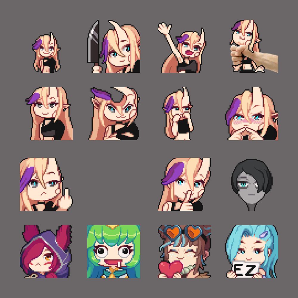 Collage of pixelart emotes