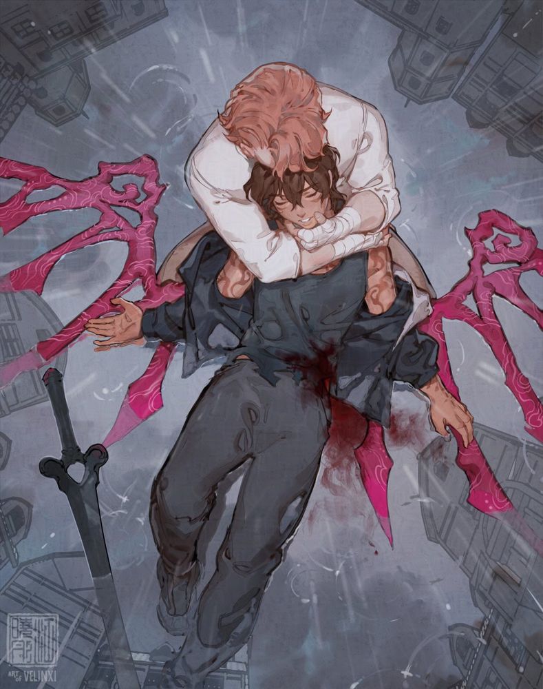 Iris and Lillium from Countdown to Countdown. Lillium is holding a fatally wounded Iris close to his chest. Blood is seeping out of Iris’s hip as rain falls on them