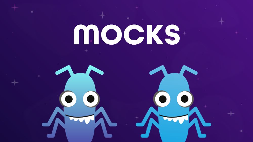 Mocks
Two bright blue bug characters smile under the word Mocks set against a starry purple background