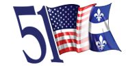 the number 51, with the 1 serving as the mast of a flag that combines the flag of the US with the flag of Quebec