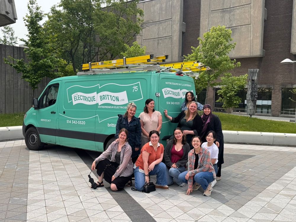 Group photo with my week two classmates and instructors on our last day. Outside of an electric van as an inside joke. I love my multimodal rhetoric and digital writing team!