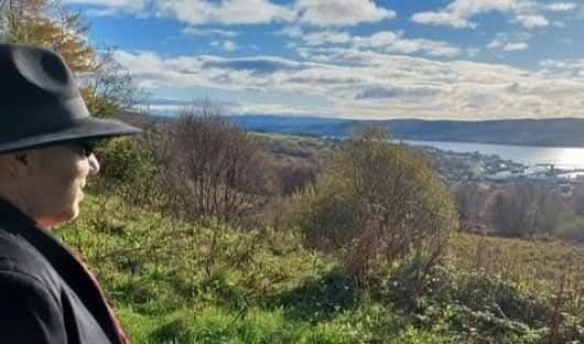 Derek looking downhill towards Faslane Nuclear base.