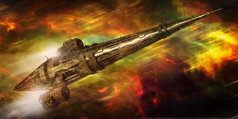 A Lighthugger from Revelation Space. Image source: https://www.deviantart.com/yann-s/art/RSHTV-830-Yellowstone-Nostalgia-for-infinity-419604858