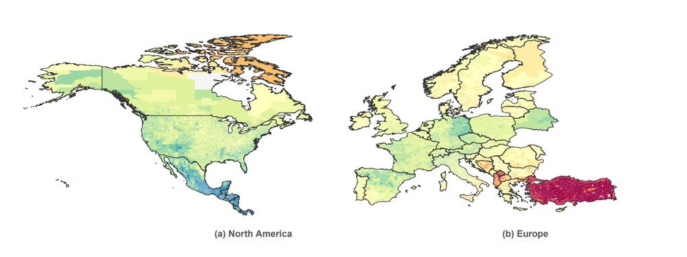 A pair of maps showing what is described