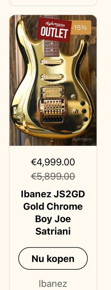 gold plated joe satriani ibanez guitar for sale for €4999.00 instead of €5899.00