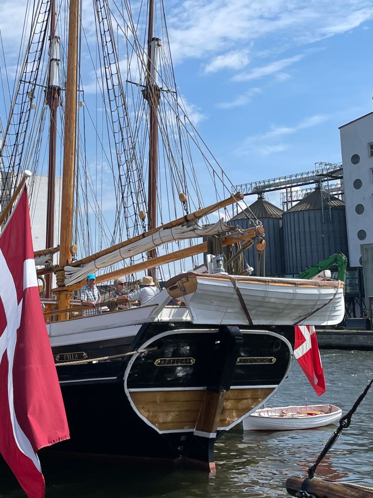 The stern of Fylla, a wooden, 3-masted schooner