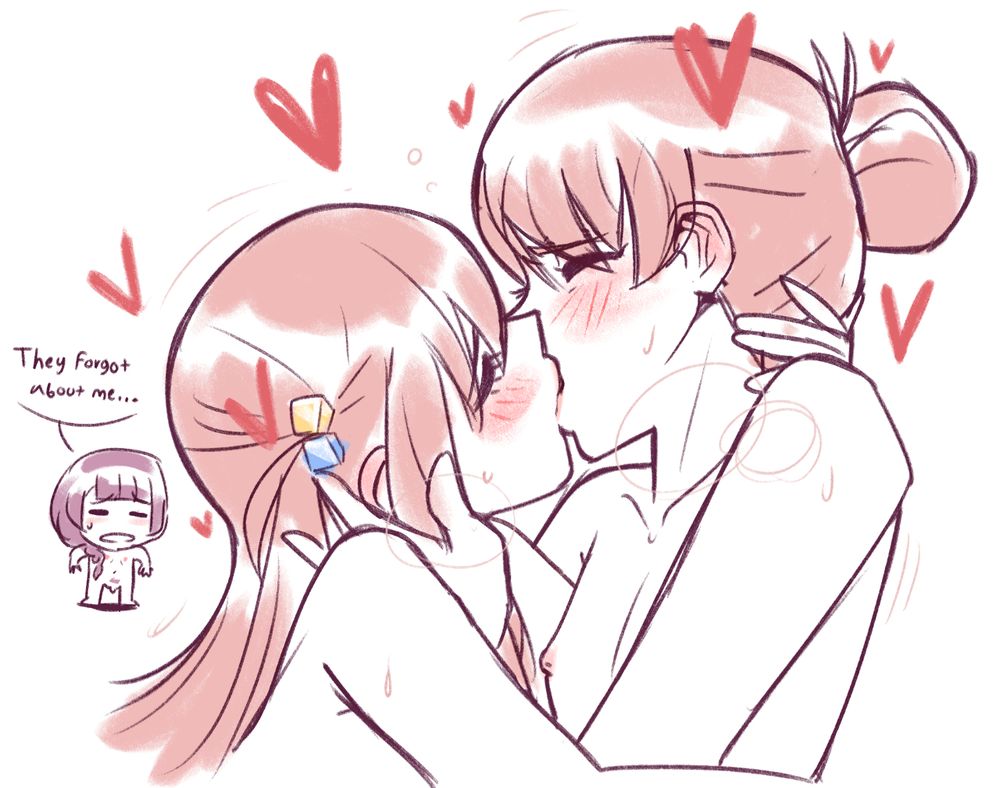 Hitori and Michiyo passionately making out while Kikuri is in the background being left out.

Kikuri: "They forgot about me..."