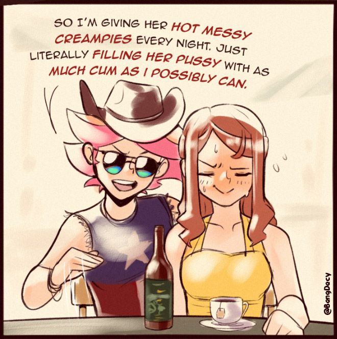 Amanda O'Neill, wearing a texas ripped sleeves shirt: 
So I'm giving her hot messy creampies every night. Just literally filling her pussy with as much cum as I possibly can.