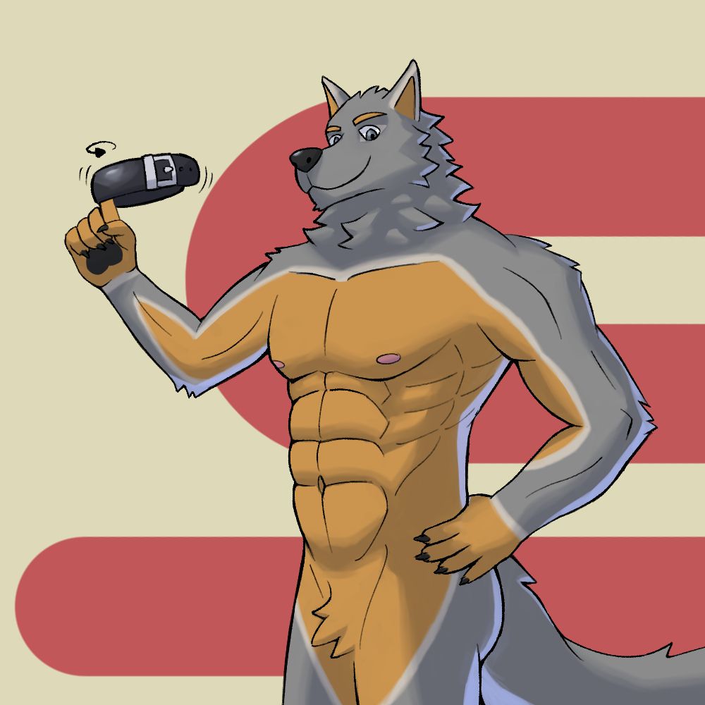 buff coyote twirling a certain raccoon's collar in his finger