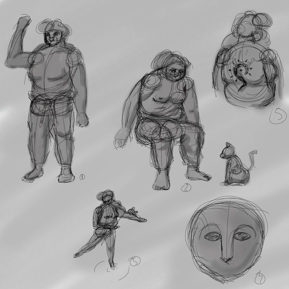 Sketch random d'une femme au masque d'effraie 