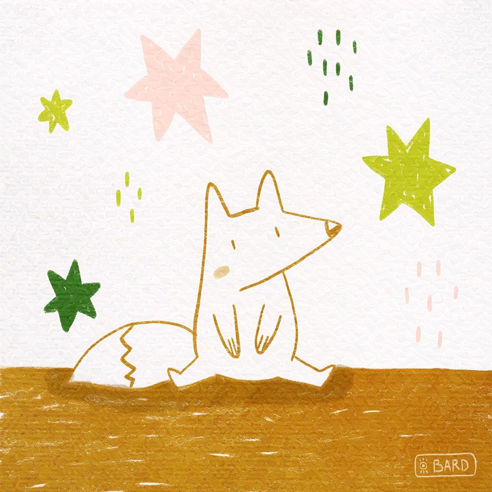 Illustration of a cute fox with stars. 