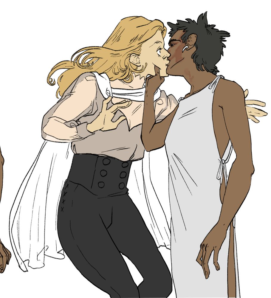 Harrow had pulled Ianthe towards her into a surprise kiss. Purely for teeth checking purposes. Harrow stares into Ianthe’s eye and Ianthe is bewildered by the situation. End id