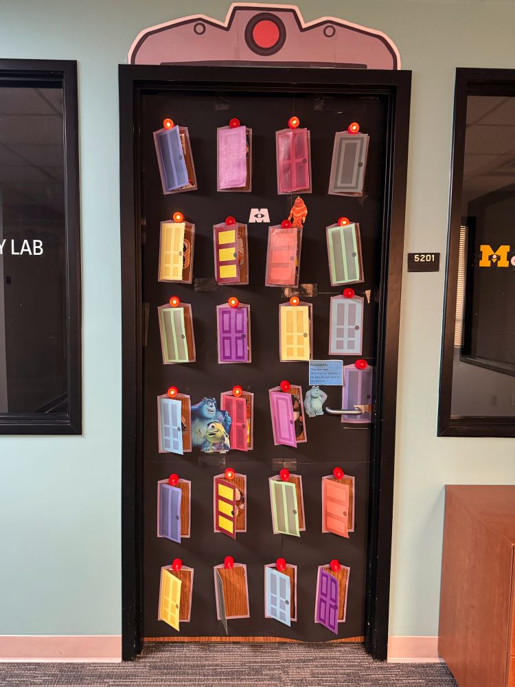 Halloween decorations in "Monsters Inc." theme