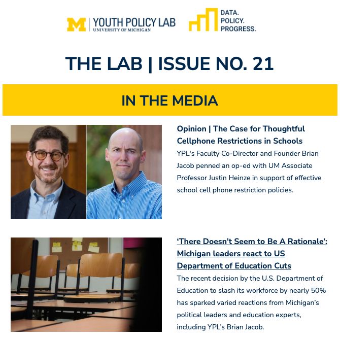 Screenshot of Youth Policy Lab's April Newsletter