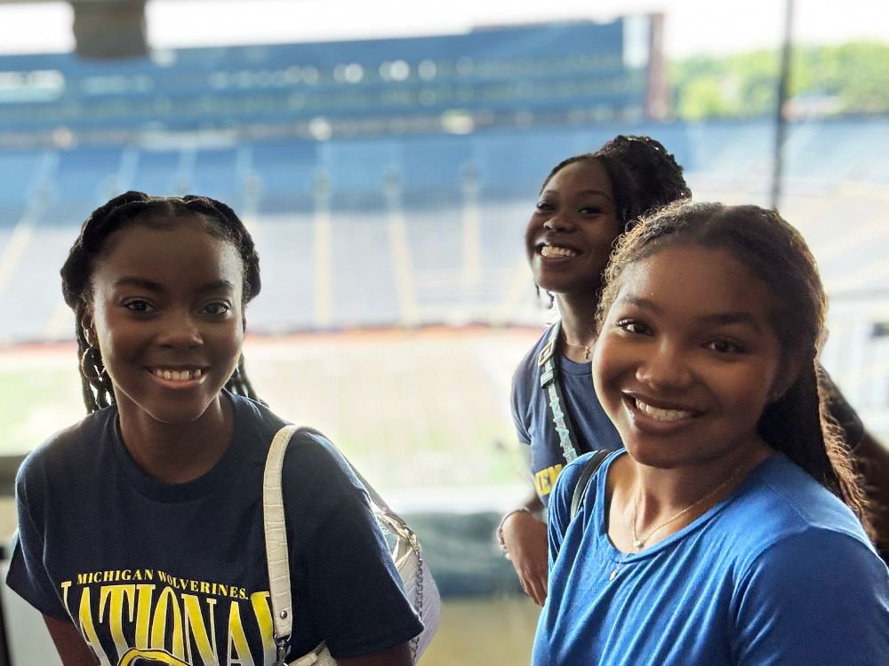 ASPIRE students selfie at the Michigan Stadium