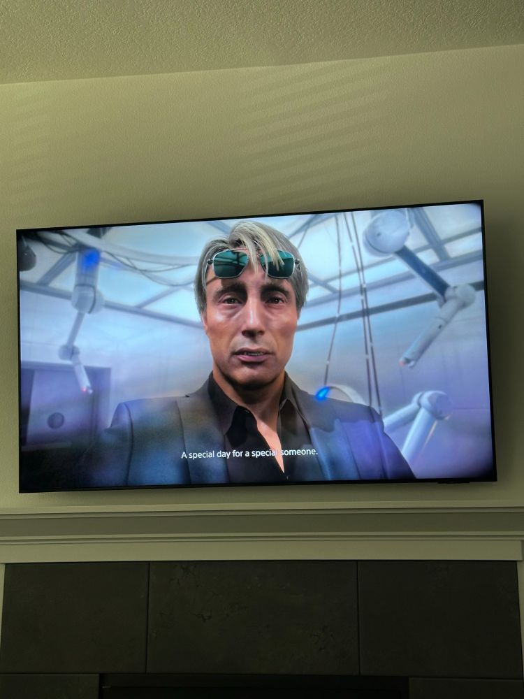 Mads Mikkelson in Death Stranding wishing me a happy birthday because I fired up the game on my birthday. “A special day for a special someone.”