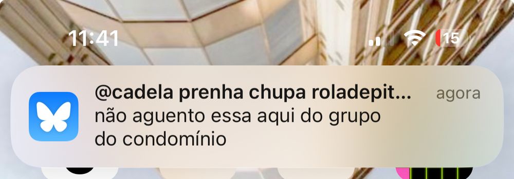 print de uma notificação do bluesky, o nome de usuário que aparece é @cadela prenha chupa roladepit… (o restante do nome foi cortado) 