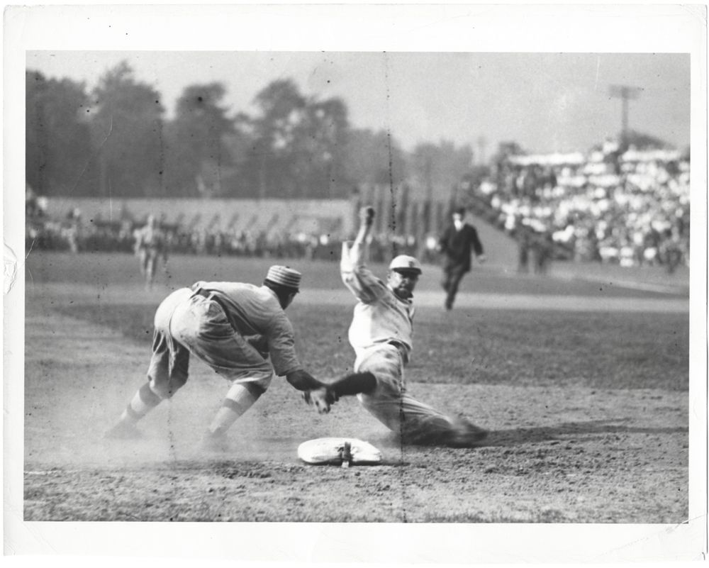 Ty Cobb Slides into Frank Baker.