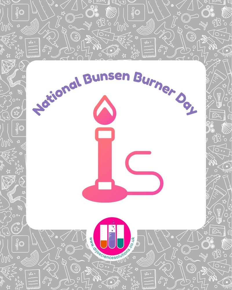 cartoon bunsen burner with text: National Bunsen burner day