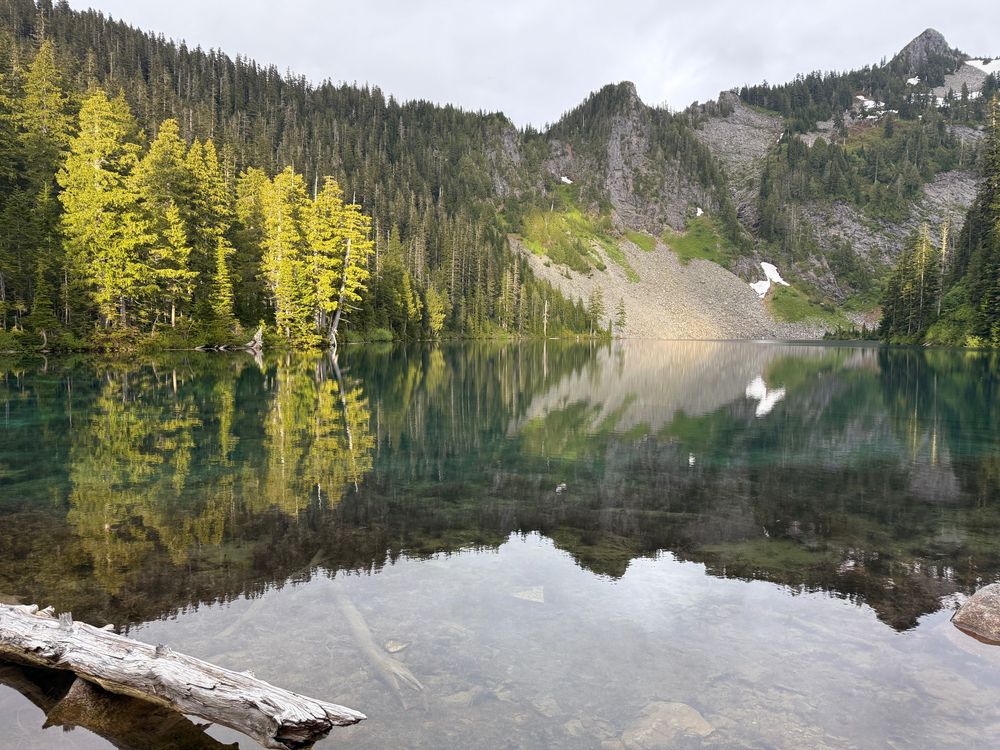 Boulder Lake with the reflection of the mountains.