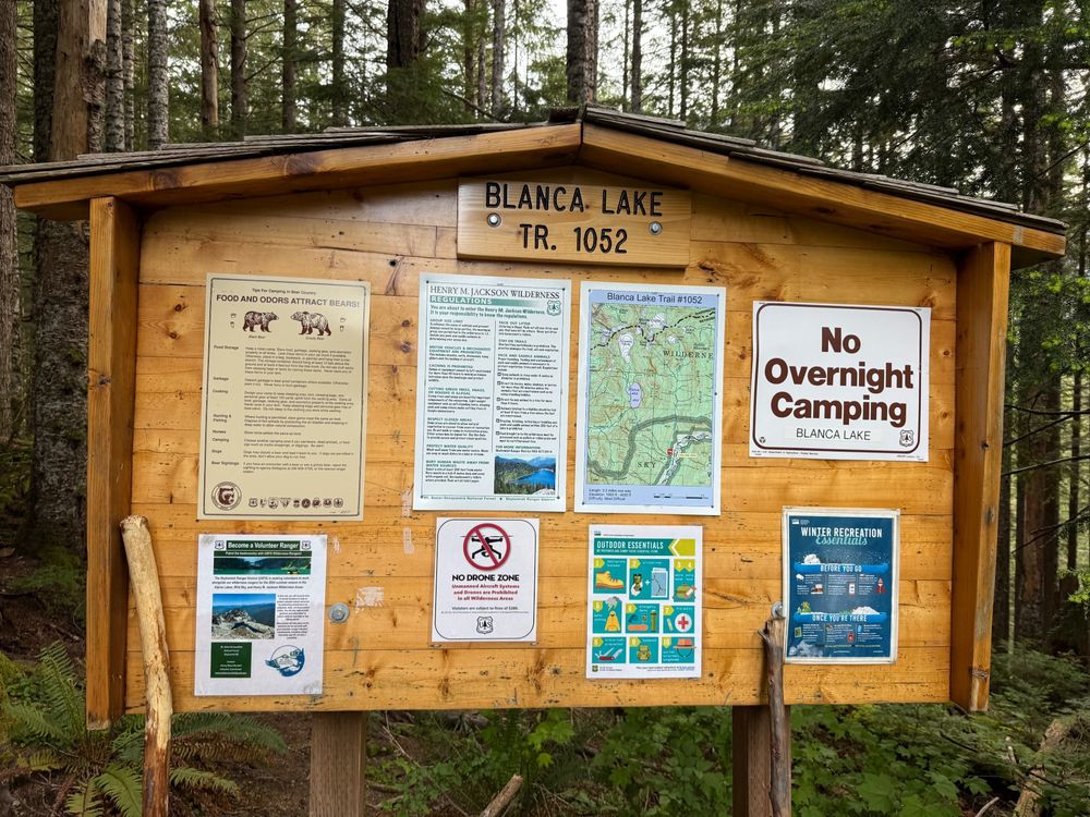 Blanca Lake hike reader sign.
