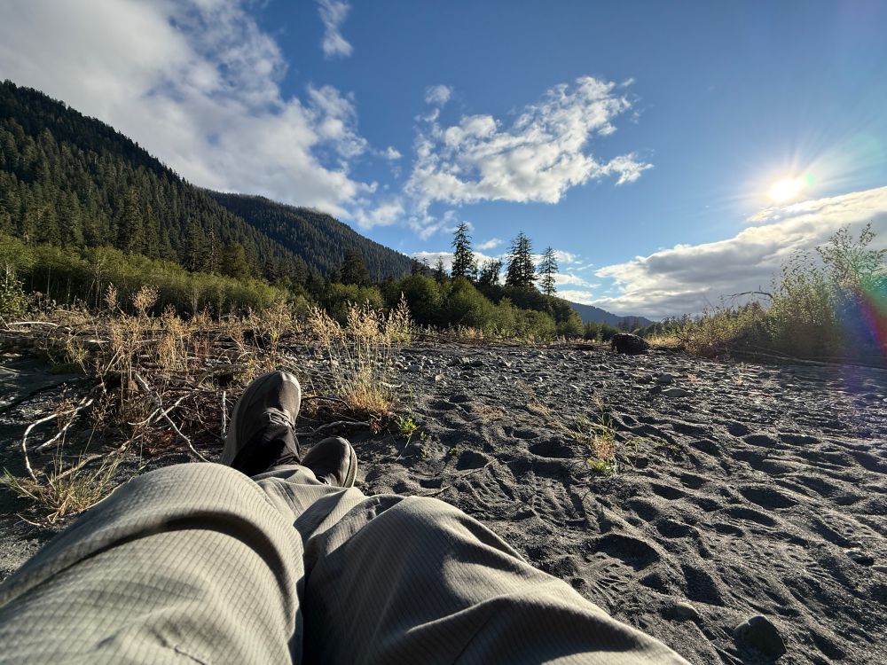 Relaxing at the camp area on the river bed.