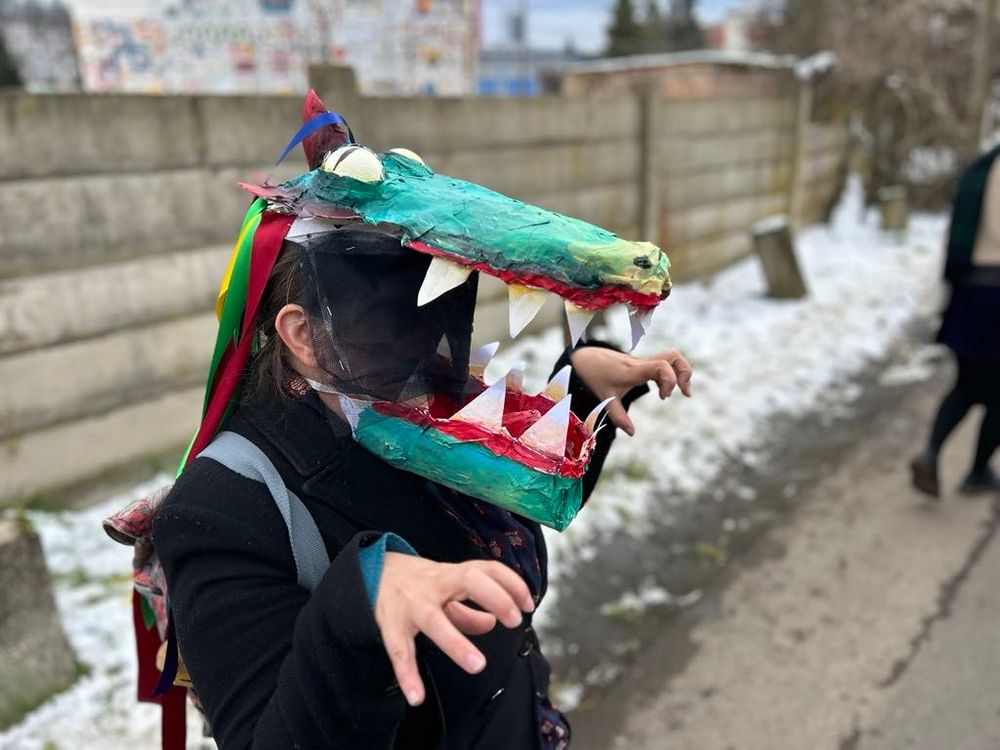 Photo of me with dragon mask I also made for carneval march.  Im quite proud of it