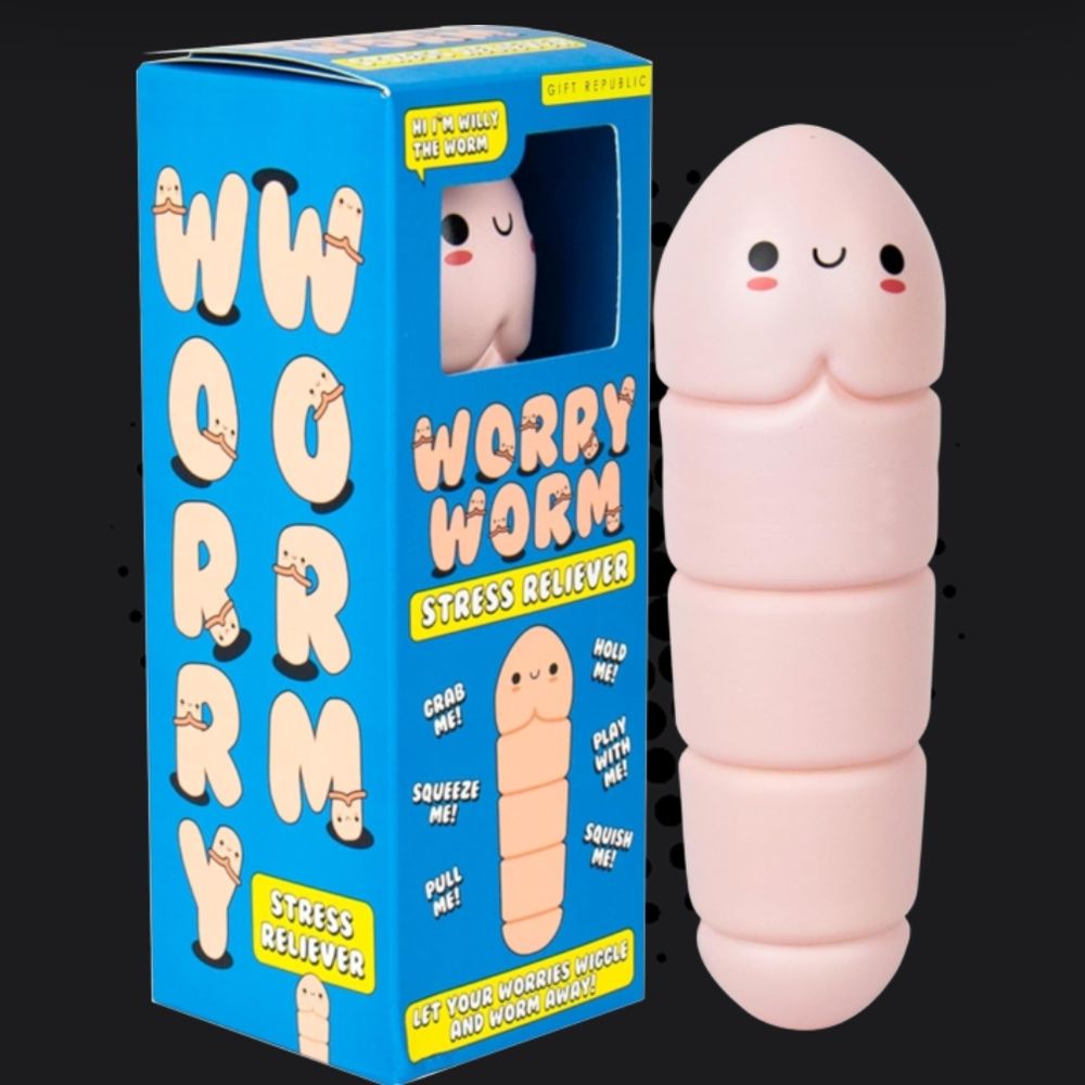 worry worm stress reliever except it looks like a penis 