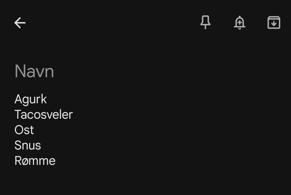 Bilde av handleliste:

Agurk
Tacosveler
Ost
Snus
Rømme