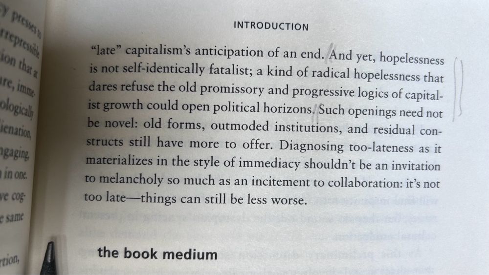 Excerpt from “Immediacy or, The Style of Too Late Capitalism” by Anna Kornbluh