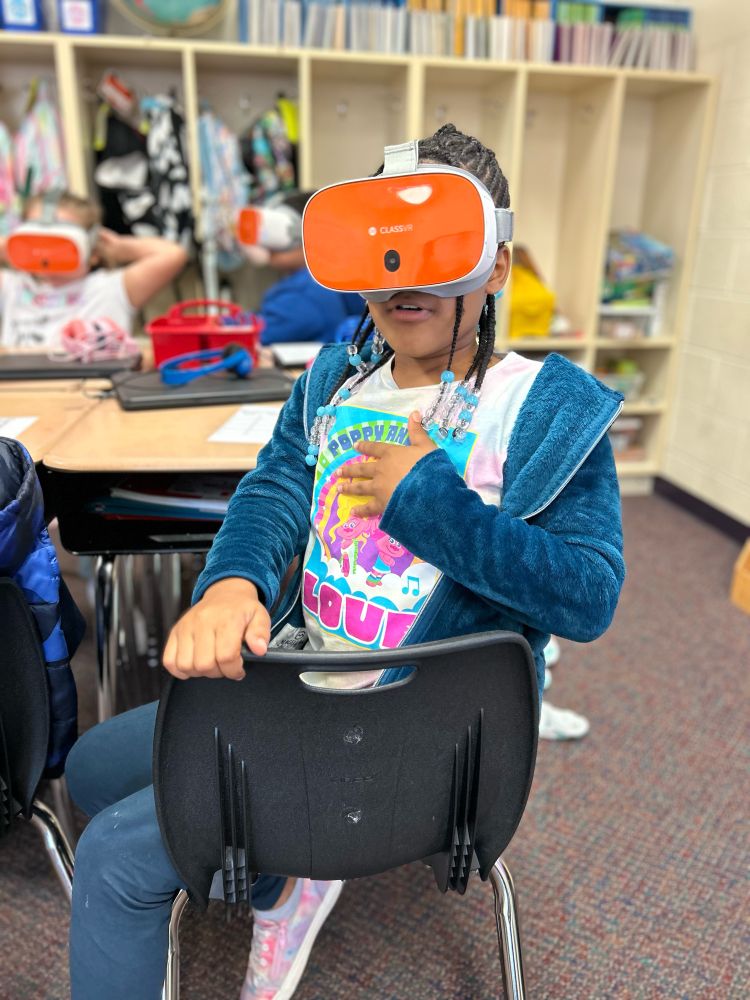 Child using vr headset