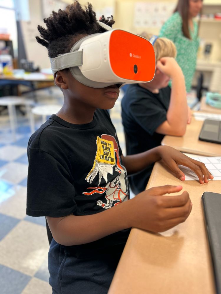 Child using vr headset
